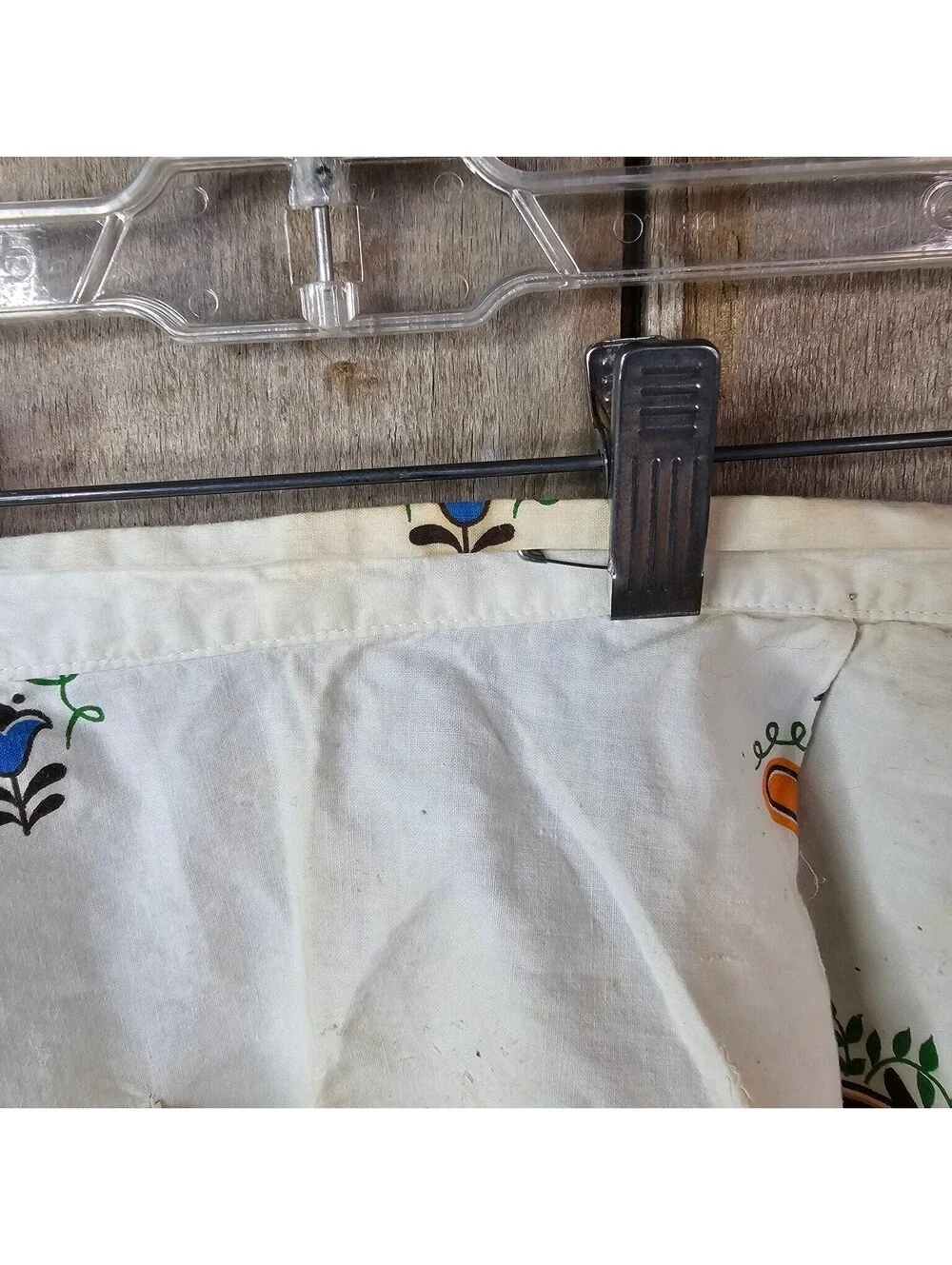 Vintage Half Apron White Kitchen Pot Coffee Tea Kettle Print Retro Tie Waist